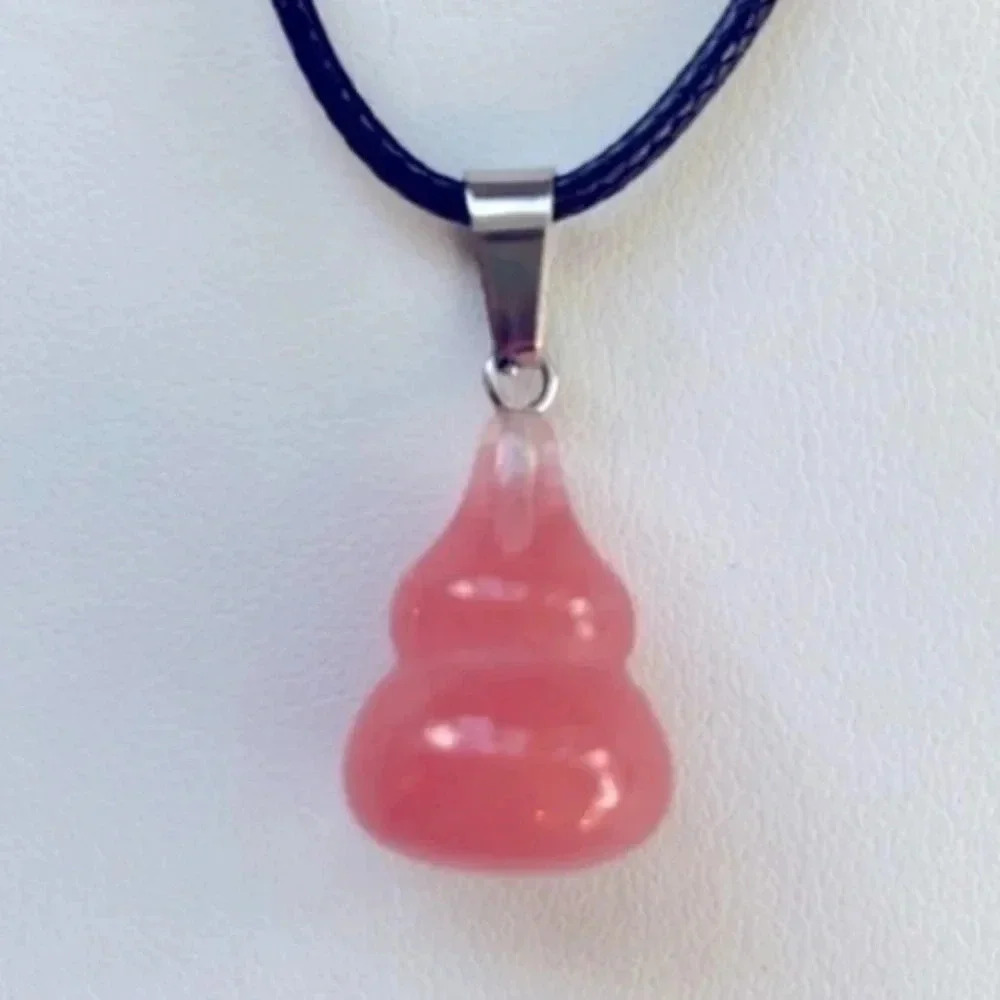 Handmade Cherry Quartz Double Bubble Stone Necklace NWT